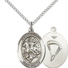 Sterling Silver St. George Paratrooper Medal Necklace 3/4 x 1/2 inch on 18 inch chain by Bliss Manufacturing