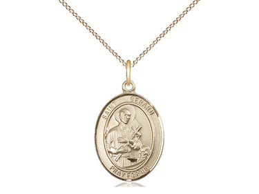 14kt Gold Filled St. Gerard Majella Medium Patron Saint Medal Necklace 3/4 x 1/2 inches on 18 inch Chain by Bliss