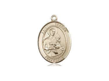 14kt solid gold St. Gerard Majella medal pendant 3/4x1/2 inch handcrafted by Bliss Manufacturing USA