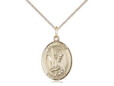 14kt gold filled St. Helen patron saint medal necklace, 3/4x1/2 inch, 18 inch curb chain, Bliss