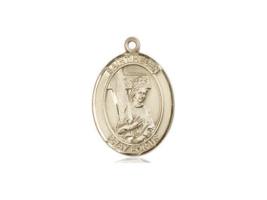14kt solid gold St. Helen patron saint medal pendant, 3/4x1/2 inch, handcrafted by Bliss USA