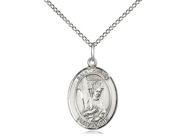 Sterling silver St. Helen patron saint medal necklace 3/4x1/2 inches with 18 inch chain by Bliss
