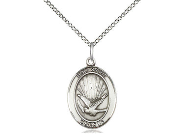 Sterling silver Holy Spirit dove Catholic pendant necklace 3/4 inch 18 inch curb chain Bliss USA