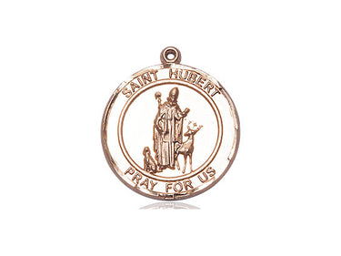 14kt Solid Gold St. Hubert of Liege Medal Pendant 3/4 x 5/8 inch handcrafted by Bliss USA