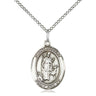 Sterling silver St. Hubert of Liege patron saint medal necklace with 18 inch chain, 3/4 x 1/2 inch pendant, handcrafted in USA by Bliss Manufacturing