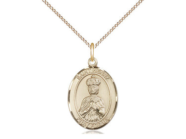 14kt Gold Filled St. Henry II patron saint medal necklace 3/4x1/2 inch on 18 inch curb chain by Bliss