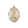 14kt Solid Gold St. Henry II patron saint medal pendant, 3/4 x 1/2 inch, handcrafted by Bliss Manufacturing USA