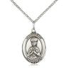 Sterling Silver St. Henry II Patron Saint Medal Necklace 3/4x1/2 inch with 18 inch chain by Bliss