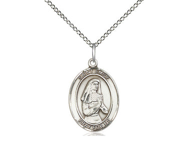 Sterling silver St. Emily de Vialar patron saint medal necklace with 18 inch chain by Bliss Manufacturing