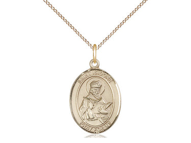 14kt gold filled St. Isidore of Seville patron saint medal necklace with 18 inch chain by Bliss