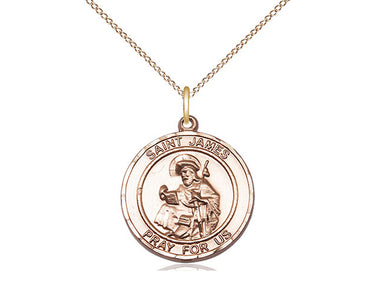 14kt gold filled St. James the Greater patron saint medal necklace 3/4 x 5/8 inch by Bliss