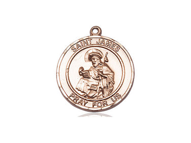 14kt solid gold St. James the Greater patron saint medal pendant 3/4 x 5/8 inch by Bliss