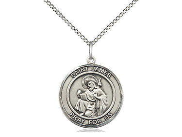 Sterling Silver St. James the Greater Medal on 18 Inch Chain by Bliss Manufacturing USA