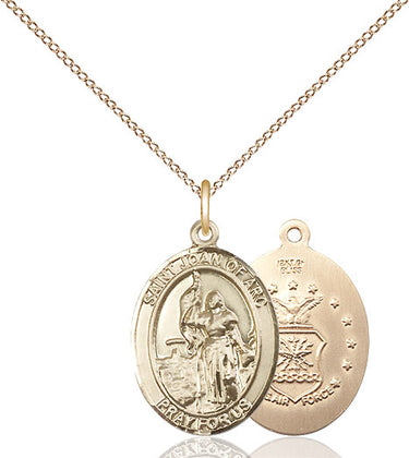 14kt Gold Filled St. Joan of Arc Air Force Medal Necklace 3/4 x 1/2 inch with 18 inch Chain by Bliss