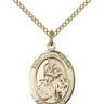 14kt gold filled St. Joan of Arc National Guard medal necklace 3/4 x 1/2 inch on 18 inch chain by Bliss