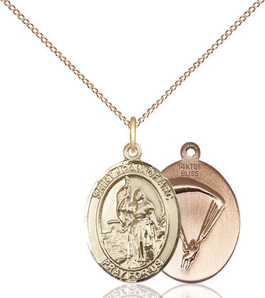 14kt gold filled St. Joan of Arc paratrooper medal necklace 3/4 x 1/2 inch with 18 inch chain by Bliss