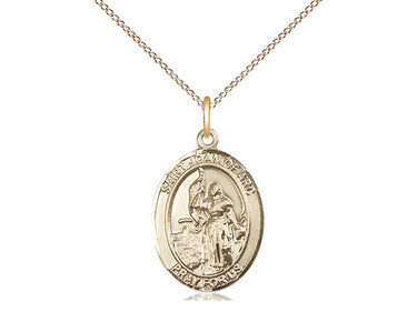 Gold Filled St. Joan of Arc Patron Saint Medal Necklace 3/4 x 1/2 inch on 18 inch Chain by Bliss