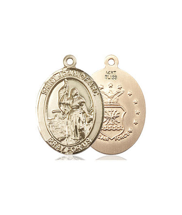 14kt Solid Gold St. Joan of Arc Air Force Medal Pendant 3/4 x 1/2 inch Handcrafted by Bliss