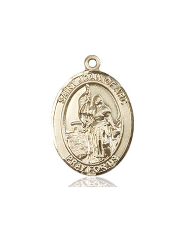 14kt solid gold St. Joan of Arc National Guard medal pendant 3/4 x 1/2 inch handcrafted by Bliss