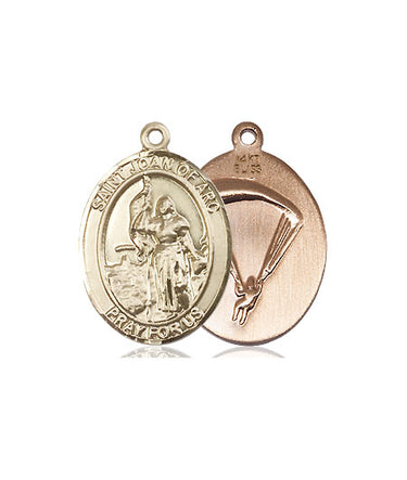 14kt solid gold St. Joan of Arc paratrooper medal pendant 3/4 x 1/2 inch handcrafted by Bliss