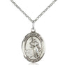 Sterling silver St. Joan of Arc patron saint medal necklace, 3/4 x 1/2 inch pendant with 18 inch chain, handcrafted by Bliss