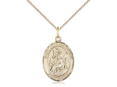 14kt Gold Filled St. John the Baptist patron saint medal necklace with 3/4 x 1/2 inch pendant on 18 inch curb chain by Bliss Manufacturing USA