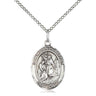Sterling Silver St. John the Baptist patron saint medal necklace, 3/4 x 1/2 inch medium oval pendant with 18 inch chain by Bliss Manufacturing USA