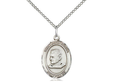 Sterling Silver St. John Bosco Patron Saint Medal Necklace 3/4 x 1/2 inch with 18 inch Chain by Bliss
