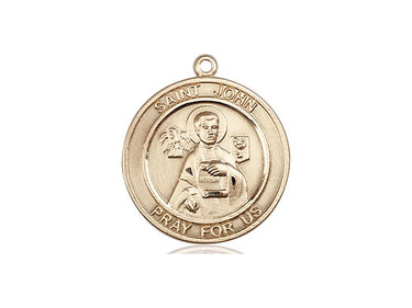 14kt Solid Gold St. John the Apostle Patron Saint Medal Pendant 3/4 x 5/8 inch by Bliss
