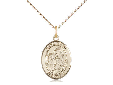 14kt Gold Filled St. Joseph Medium Medal Necklace 3/4 x 1/2 inch with 18 inch Chain by Bliss