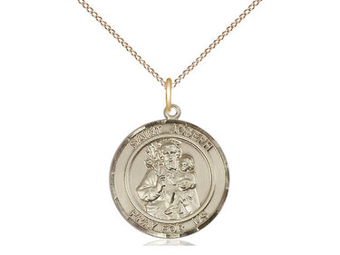 14kt gold filled St. Joseph patron saint medal necklace with 18 inch chain handmade by Bliss