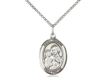 Sterling Silver St. Joseph Patron Saint Medal Necklace 3/4 x 1/2 with 18 inch chain by Bliss Manufacturing