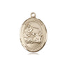 14kt solid gold St. Joshua patron saint medal pendant, 3/4 by 1/2 inches, handcrafted by Bliss Manufacturing
