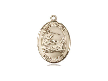 14kt solid gold St. Joshua patron saint medal pendant, 3/4 by 1/2 inches, handcrafted by Bliss Manufacturing