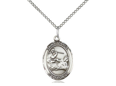 Sterling Silver St. Joshua Patron Saint Medal Necklace 3/4 x 1/2 inch pendant 18 inch chain Bliss