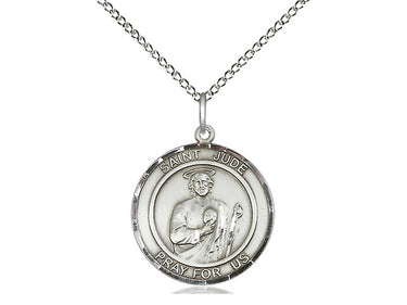 Sterling Silver St. Jude Thaddeus patron saint medal necklace 3/4 inch on 18 inch curb chain by Bliss