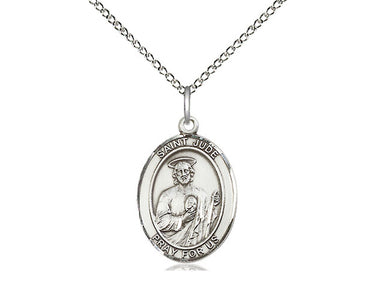 Sterling Silver St. Jude Thaddeus patron saint medal necklace 3/4 inch on 18 inch curb chain by Bliss