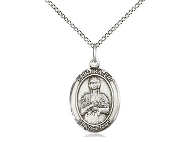 Sterling silver St. Kateri Tekakwitha patron saint medal necklace 3/4 x 1/2 inch with 18 inch chain by Bliss