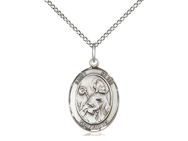 Sterling Silver St. Kevin Patron Saint Medal Necklace 3/4 inch with 18 inch Chain by Bliss Manufacturing