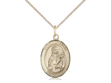 14kt Gold Filled St. Lucia of Syracuse patron saint medal necklace with 18 inch curb chain by Bliss Manufacturing