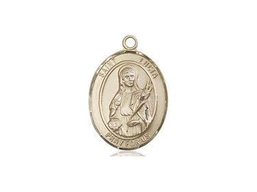 14kt Solid Gold St. Lucia of Syracuse patron saint medal pendant, handcrafted in USA by Bliss Manufacturing