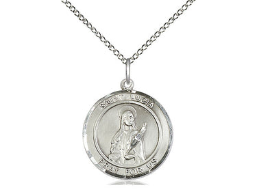 Sterling silver St. Lucia of Syracuse patron saint medal necklace 3/4 x 5/8 inches on 18 inch chain by Bliss