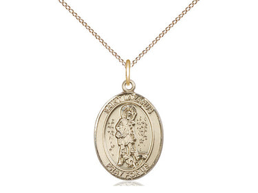 14kt Gold Filled St. Lazarus Patron Saint Medal Necklace 3/4 x 1/2 inch with 18 inch Chain by Bliss