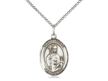 Sterling Silver St. Kilian Patron Saint Medal Necklace 3/4 inch with 18 inch Chain by Bliss Manufacturing