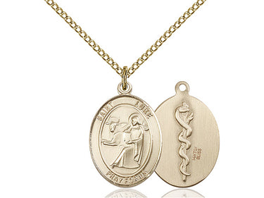 14kt Gold Filled St. Luke the Apostle Medal Necklace 3/4 inch x 1/2 inch on 18 inch Chain by Bliss USA