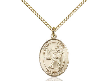 14kt Gold Filled St. Luke the Apostle Patron Saint Medal Necklace 3/4 x 1/2 inch with 18 inch Chain by Bliss