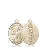 14kt Solid Gold St. Luke the Apostle Medal Pendant 3/4 inch x 1/2 inch Handcrafted by Bliss USA