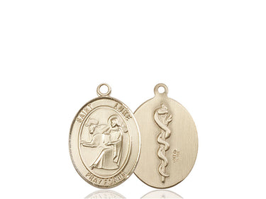 14kt Solid Gold St. Luke the Apostle Medal Pendant 3/4 inch x 1/2 inch Handcrafted by Bliss USA