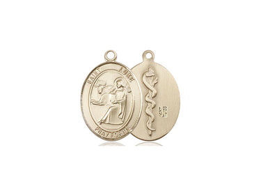 14kt Solid Gold St. Luke the Apostle Patron Saint Medal Pendant 3/4 x 1/2 inch Handcrafted by Bliss USA