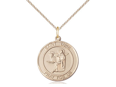 14kt Gold Filled St. Luke the Apostle Patron Saint Medal Necklace 3/4 x 5/8 inches 18 inch Chain by Bliss